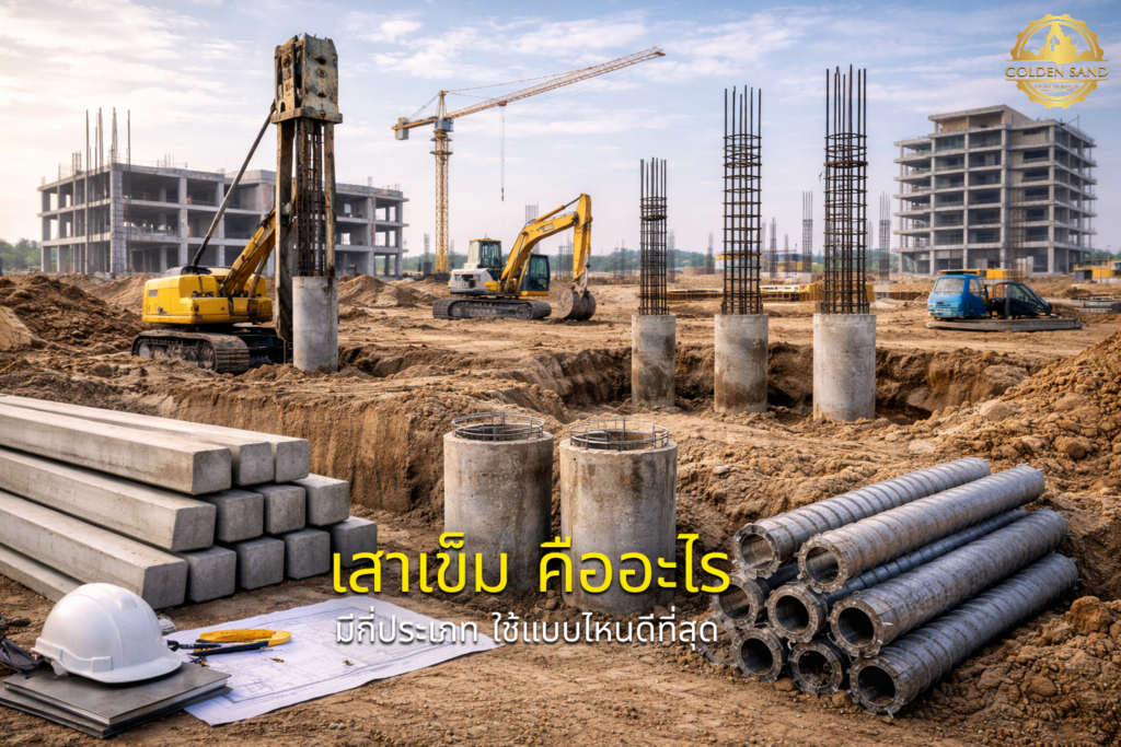 เสาเข็มคืออะไร มีกี่ประเภท พร้อมแนะนำการเลือกเสาเข็มให้เหมาะกับงานก่อสร้าง เช่น เสาเข็มตอก เสาเข็มเจาะ และไมโครไพล์