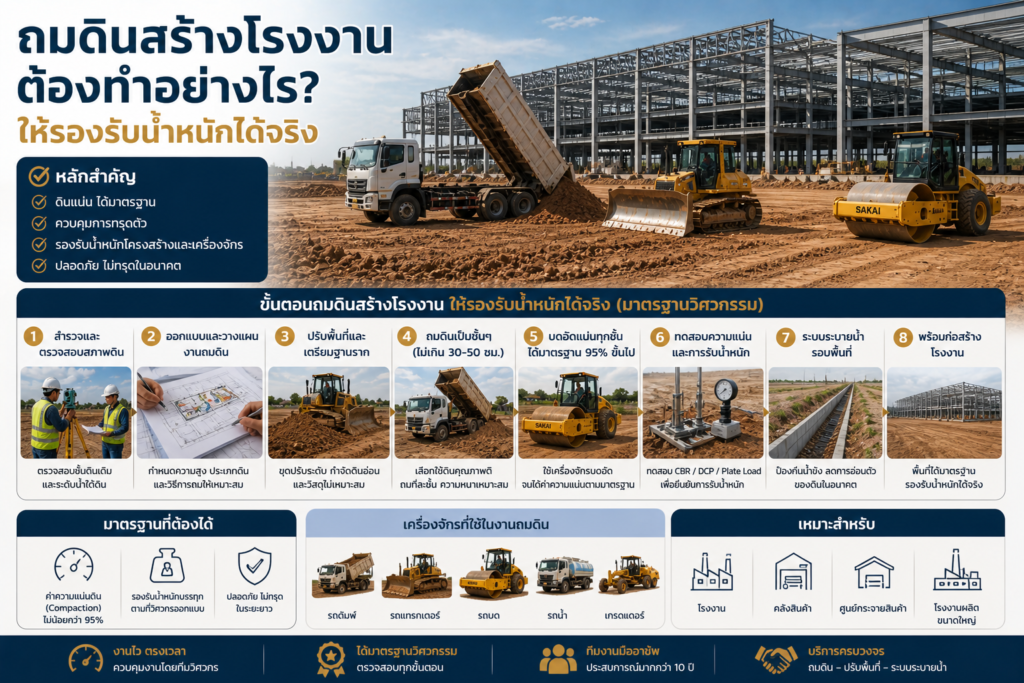 ถมดินสร้างโรงงาน ต้องทำอย่างไร ให้รองรับน้ำหนักได้จริง