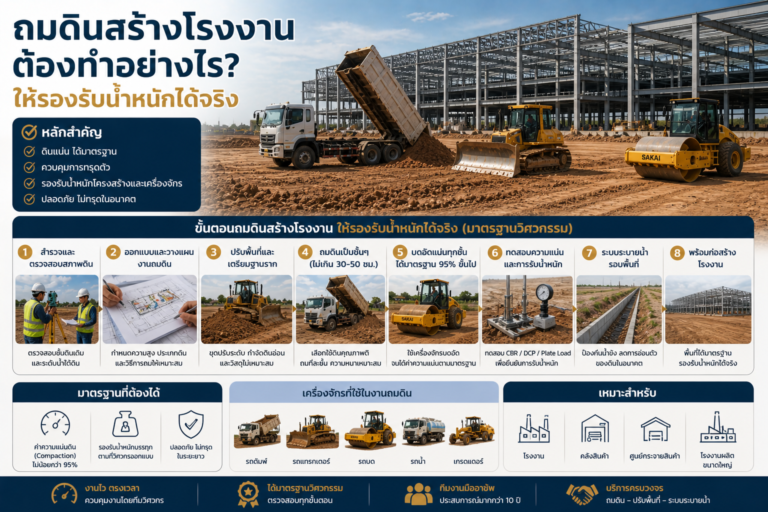 ถมดินสร้างโรงงาน ต้องทำอย่างไร ให้รองรับน้ำหนักได้จริง