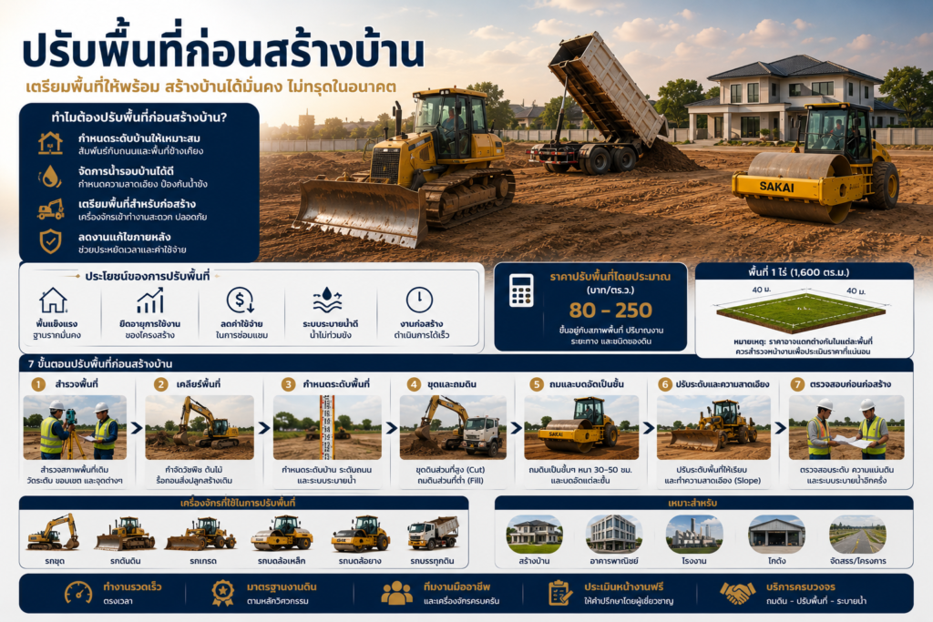ปรับพื้นที่ก่อนสร้างบ้าน ต้องทำอะไรบ้าง? 7 ขั้นตอนก่อนก่อสร้าง