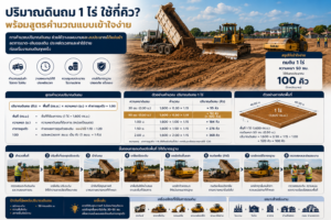 ปริมาณดินถม 1 ไร่ ใช้กี่คิว? ตารางคำนวณตั้งแต่ 30 ซม.–2 เมตร